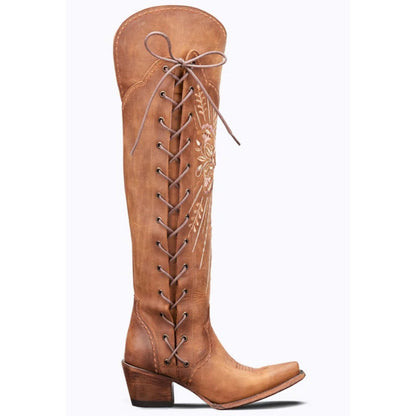 Vintage Embroidered Lace-Up Western Boots