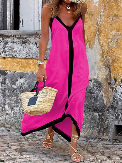 nuavibe Colorblock Suspender Midi Dress