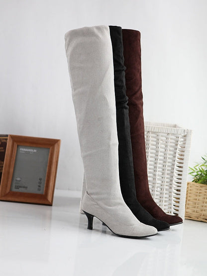 Women's suede solid color high boots