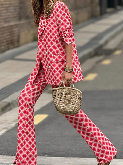 Fashion Casual Printed Suit Two-Piece Set