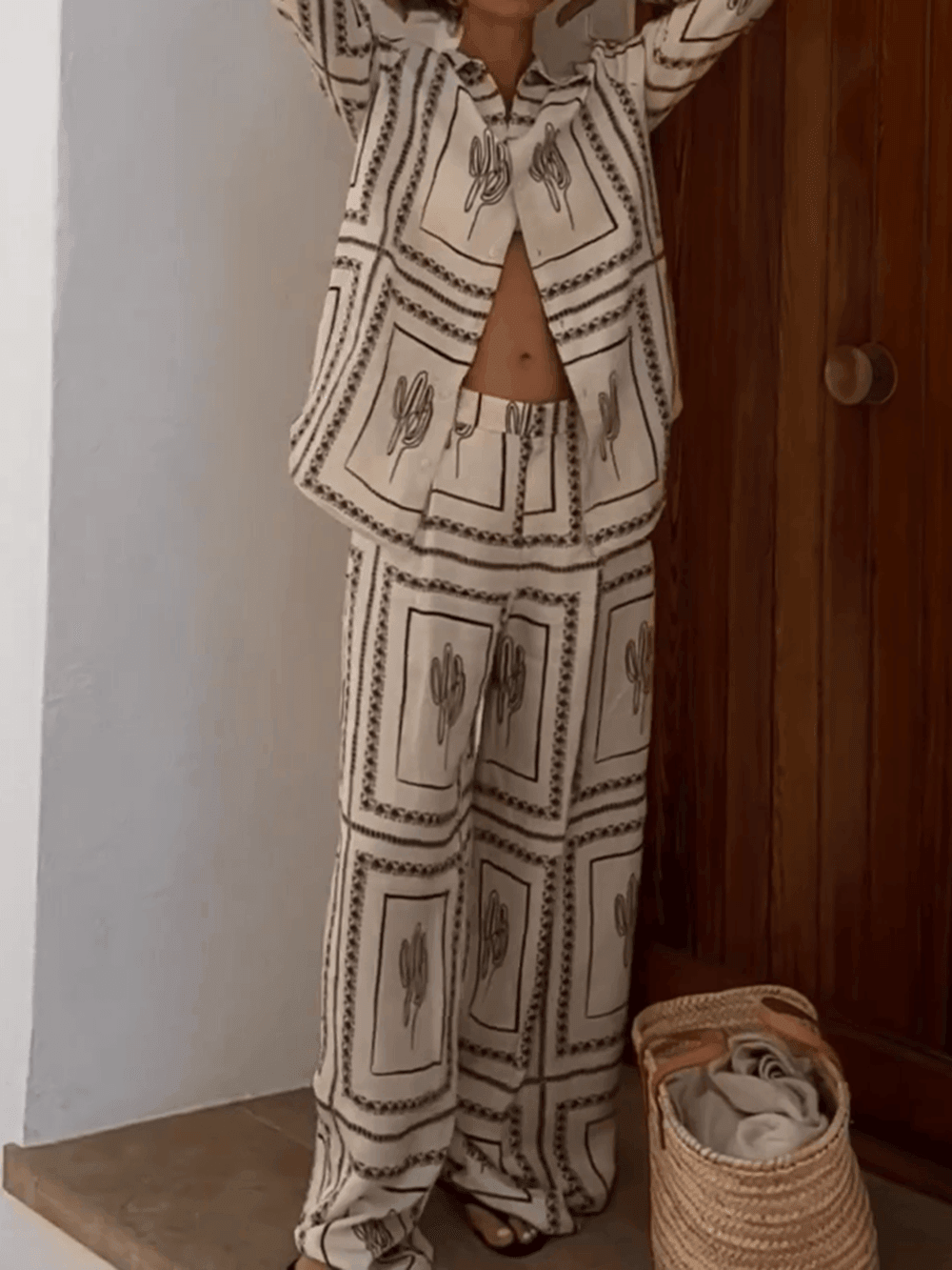 Geometric Line Abstract Printing Two-Pieces Set