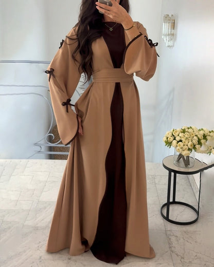 Elegant Bow Cardigan & Dress Two-Piece Set
