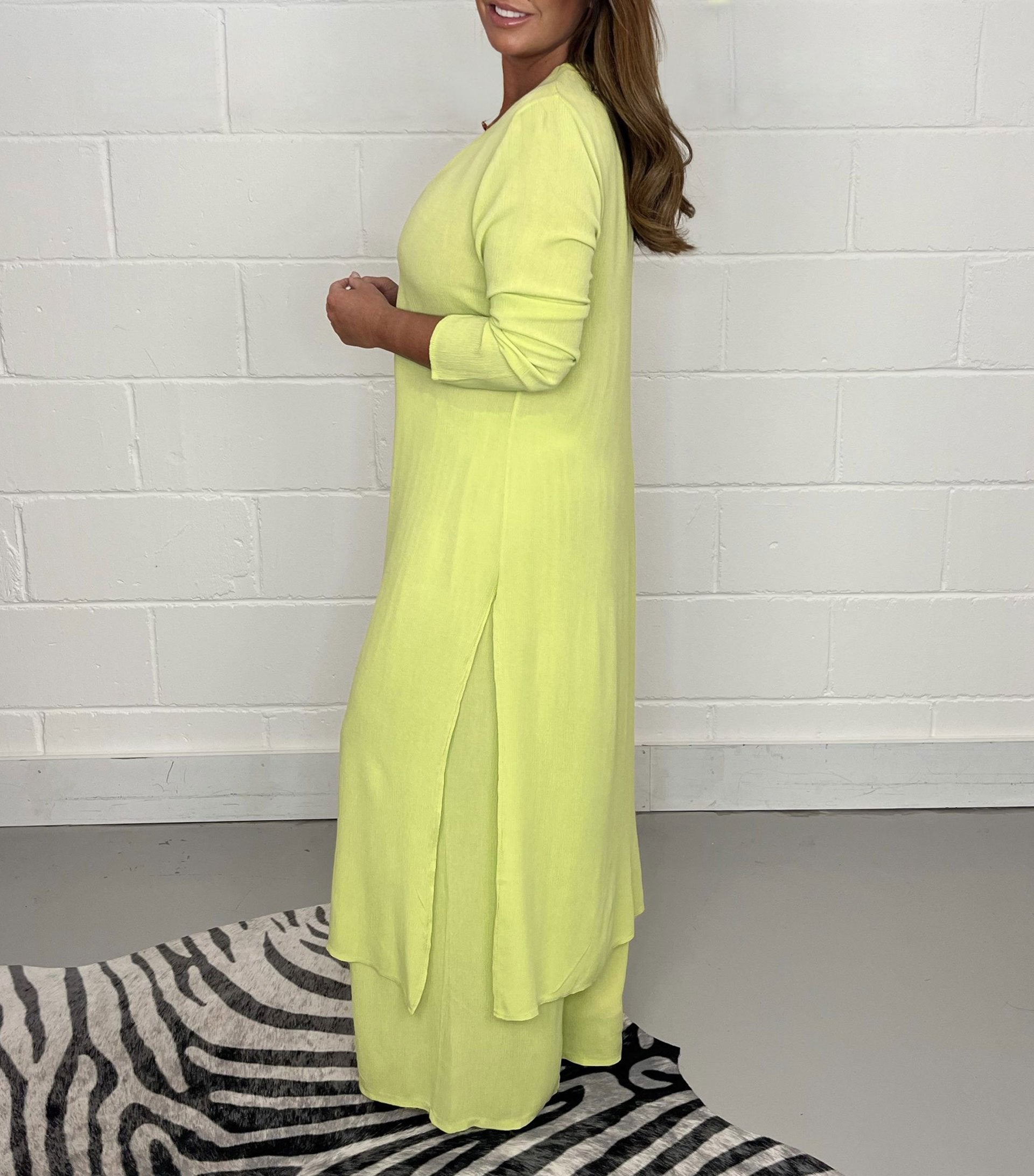 Two-piece Casual Long Top and Matching Pants Set