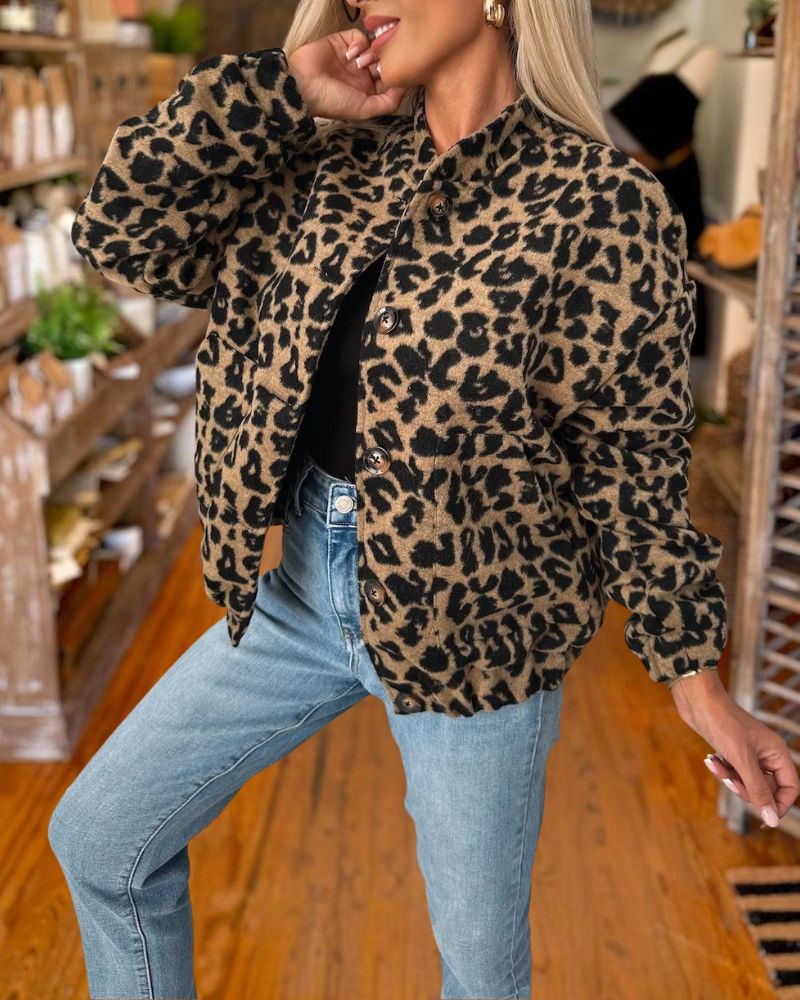 Casual Vintage Leopard Print Jacket
