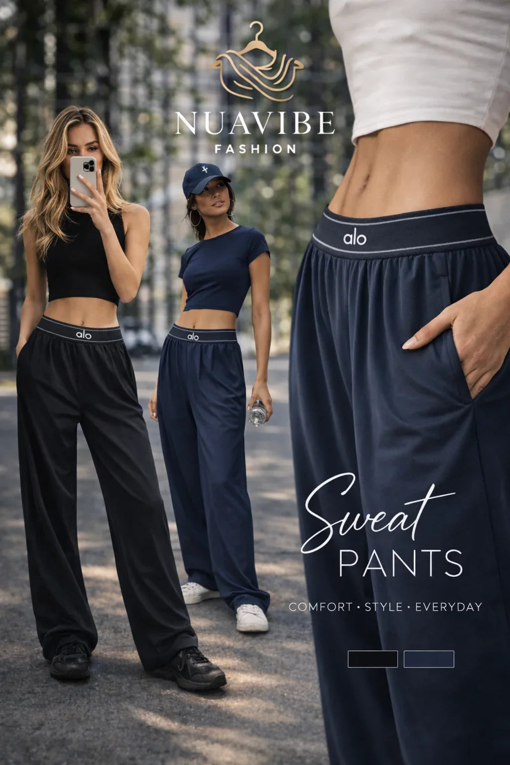 Women's High-Waisted Wide-Leg Sweatpants - NuaVibe