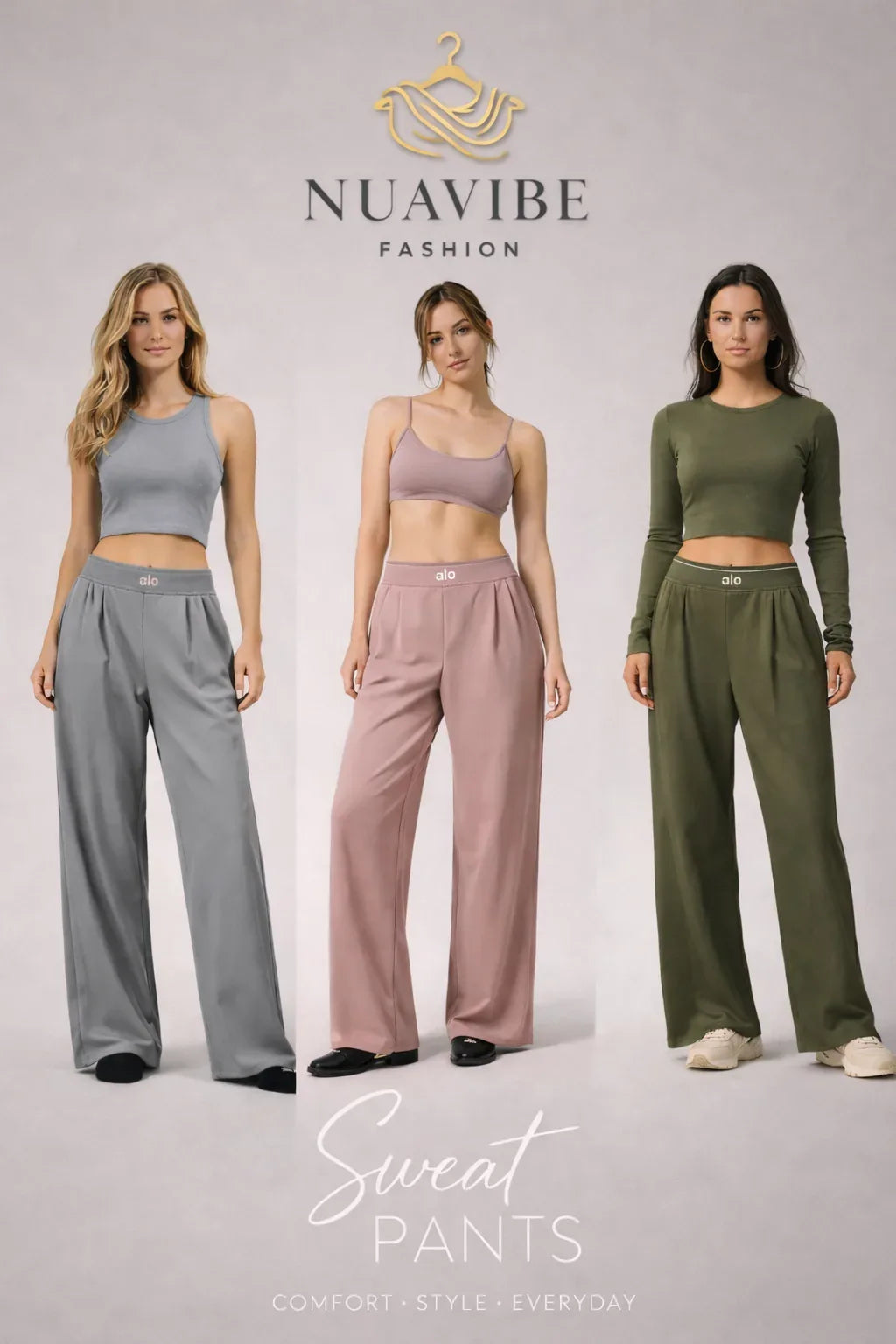 Women's High-Waisted Wide-Leg Sweatpants - NuaVibe
