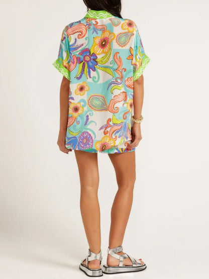 Casual linen chic shirt and shorts set