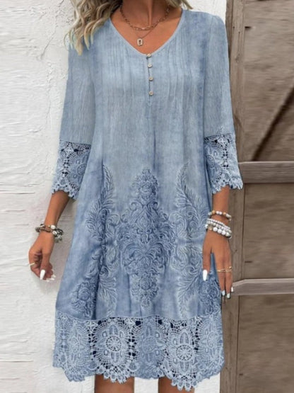 Solid color lace dress