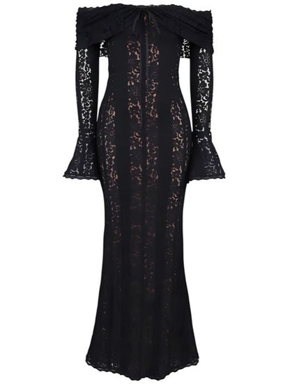 Lace Off-Shoulder Maxi Dress