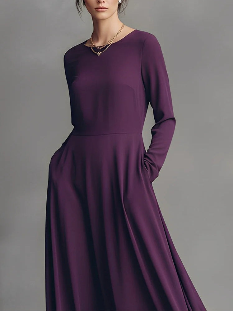 Women's elegant purple chiffon maxi dress