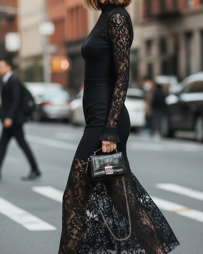 Noir Lace Midi Dress