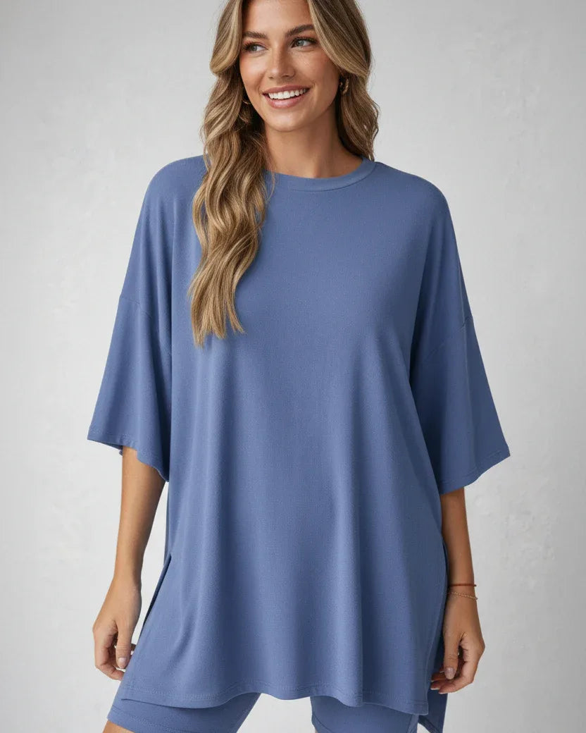 Split Hem Top & Biker Shorts - NuaVibe