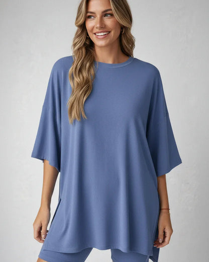 Split Hem Top & Biker Shorts - NuaVibe