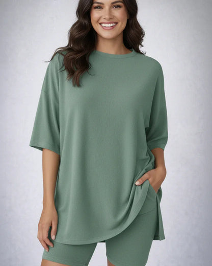 Split Hem Top & Biker Shorts - NuaVibe