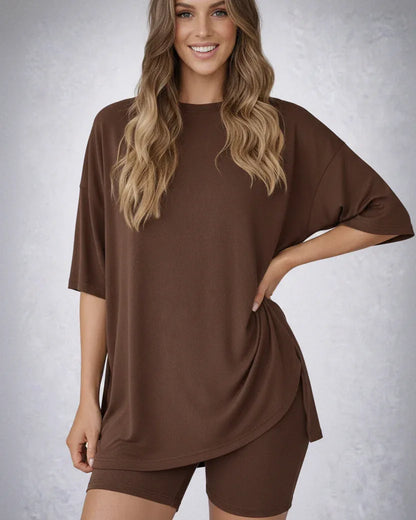 Split Hem Top & Biker Shorts - NuaVibe