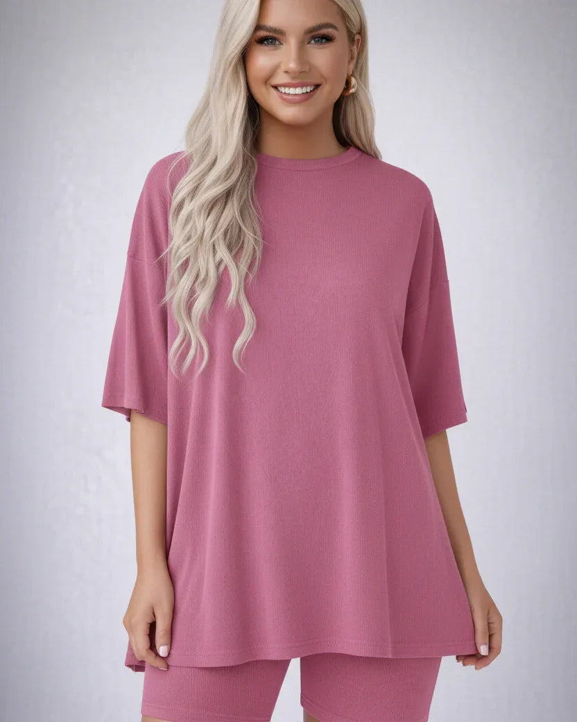 Split Hem Top & Biker Shorts - NuaVibe