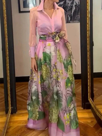 Fashionable and elegant printed long-sleeved shirt