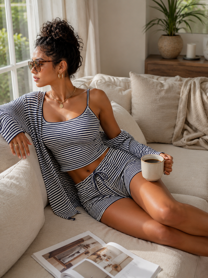 Striped Knit Three-Piece Set