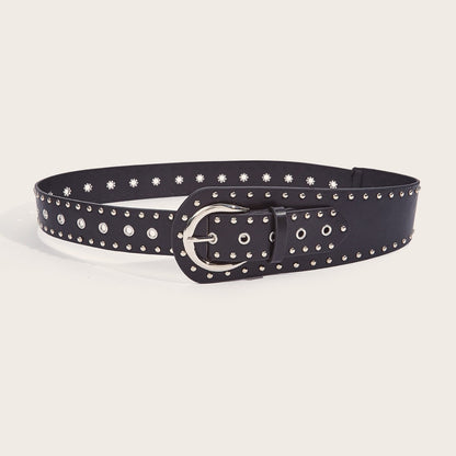 Punk-style studded belt with snap buckle
