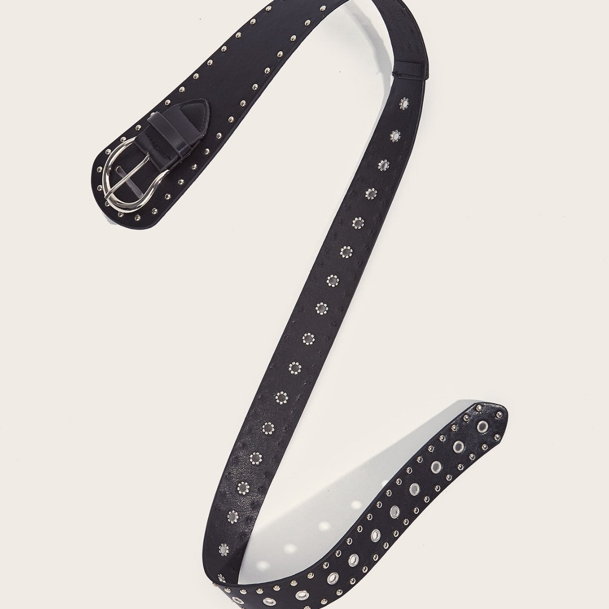 Punk-style studded belt with snap buckle