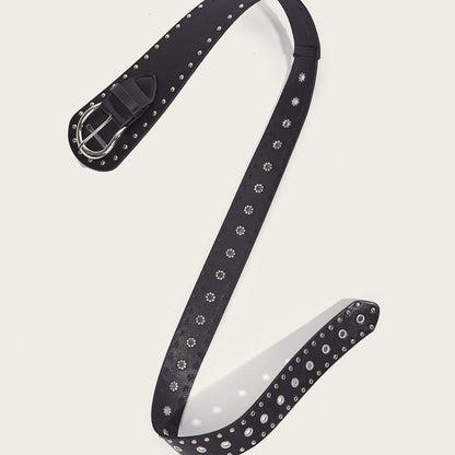 Punk-style studded belt with snap buckle