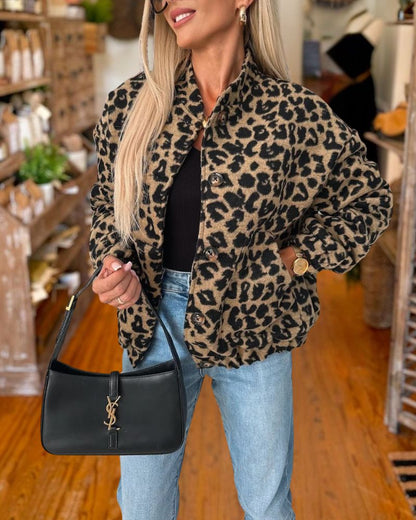 Casual Vintage Leopard Print Jacket