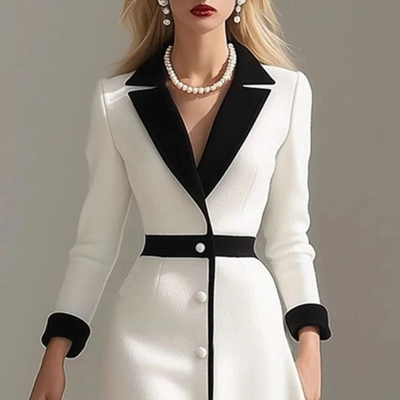 The Camille Contrast Lapel Blazer Dress