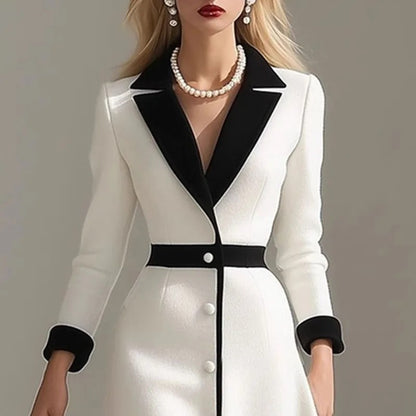 The Camille Contrast Lapel Blazer Dress