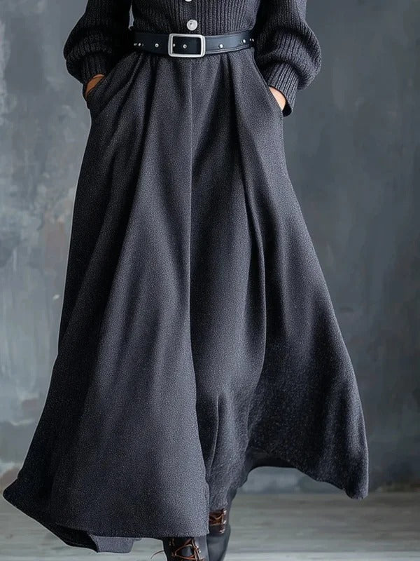 Women’s Black Turtleneck Maxi Dress – Long Sleeve Button-Front Knitted Sweater Dress