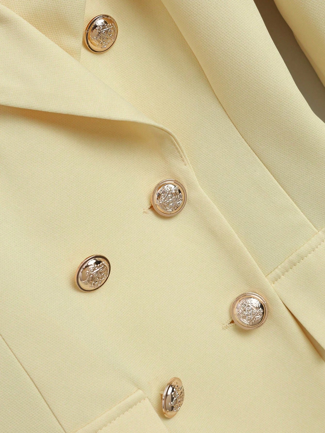 Elegant and simple light yellow V-neck corduroy midi dress