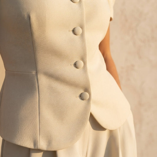 Waist Cinched Blazer Pant Set